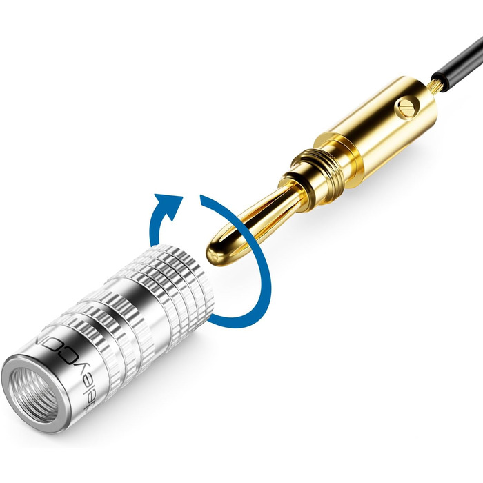 Бананові конектори deleyCON (24 шт.) - позолочені, для акустичних кабелів 0,75-4,5 мм, Hi-Fi ресивери, сріблясті