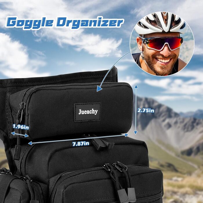 Тактична нагрудна сумка на ногу Jueachy, водонепроникна, для риболовлі, кемпінгу, чорного кольору (великий об'єм)