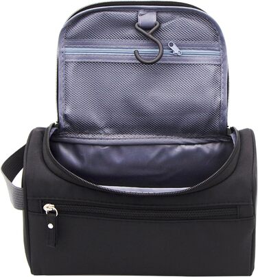 Чоловіча та жіноча косметичка для подорожей з петлею для підвішування. Чорна косметичка-органайзер для гігієнічних засобів.