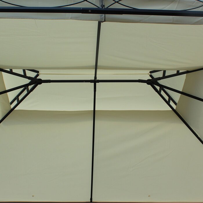 Outsunny Luxury Gazebo Garden Gazebo 3x4 m Cream, Party Tent Event Tent Garden Tent Pagoda for Garden & Terrace