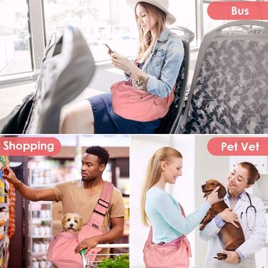 Сумка-переноска для собак Nasjac, ручне кріплення, з підставками для дна, комфортна, з регульованим плечовим ременем та кишенею на блискавці, для маленьких собак та котів, для подорожей на відкритому повітрі (Рожева)