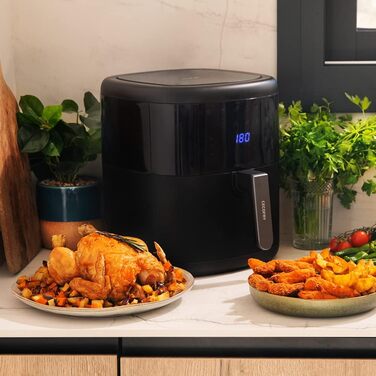 Фритюрниця без олії Cecotec Cecofry Bombastik 6000 Full, 6 л, 1700 Вт, PerfectCook, 12 режимів, чорний | з аксесуарами