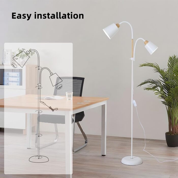 Світлодійна торшер ANTENLICHT YOYO з лампою для читання | E27, 60W | 360° регулювання | Вінтажний металевий торшер для вітальні | 159 см, зелений, без лампочки