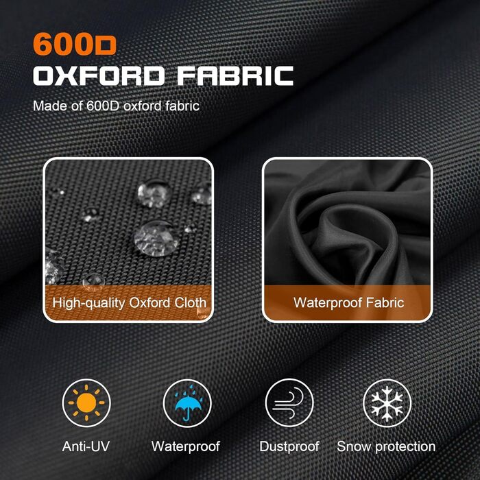 Чохол для гриля і столу 600D Oxford, водонепроникний, UV-захист, 145x65x100 см, чорний