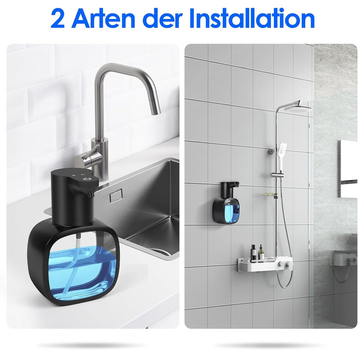 Автоматичний диспенсер для мила, 500 мл, настінний, електричний з датчиком, регульований, чорний для кухні та ванної кімнати