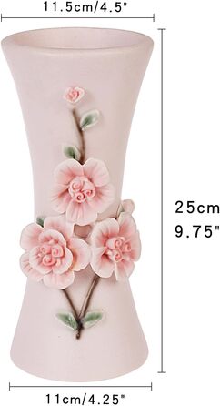 Ваза для квітів рожевого кольору з квітковим дизайном, 11.5x25 см - декор для дому