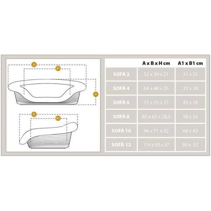 Крісло-ліжко для собак та котів Ferplast - сіре, 73 x 55 x 27 см, з м'яким лежаком