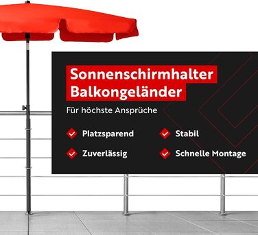 Комплект металевих тримачів для парасолі на балкон STORM-PROOF Hally, 2 шт., для круглих поручнів