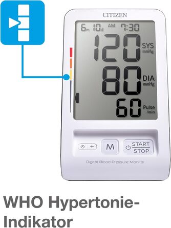 Тонометр Citizen CHU456 цифровий для дому з великим дисплеєм, визначення пульсу та нерегулярного серцебиття