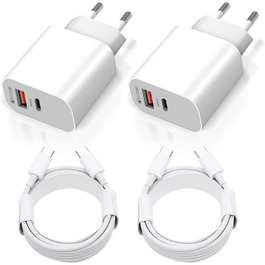 Подвійне зарядне USB-C 20W з кабелями для iPhone 16/15/iPad та інших пристроїв