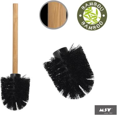 Набір для ванної кімнати Teiki 4в1: щітка для унітазу, тримач рулонів, тримач для вологих серветок та смартфон, бамбук, чорний