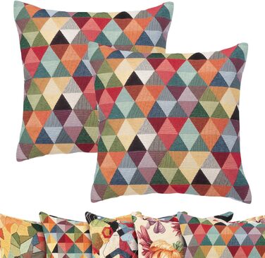 Selfitex 2-Piece Set 40x40 Colorful Throw Pillows including Cushion Inserts, Luxury Throw Pillows, Colorful Couch Pillow Set, High-Quality Couch Pillow Cover with Zipper, Colorful Pillow Decoration (Triangle)