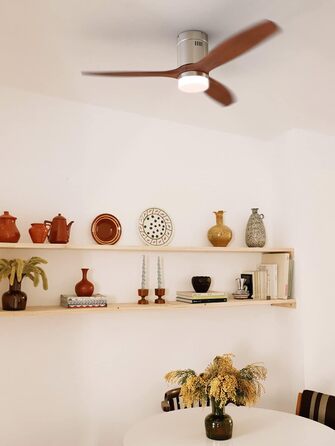 Вентилятор стельовий WINDCALM M/ з підсвічуванням, ABS, Нікель, з імітацією темного дерева, з Wi-Fi та пультом ДУ, тихий, 40W, Ø132cm, таймер (до 4 год), літній/зимовий режим, з підсвічуванням