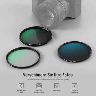 Набір фільтрів для об'єктива NEEWER UV/CPL/ND: UV, CPL, ND4 (55 мм) з кейсом