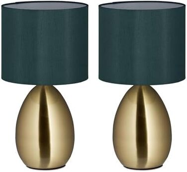 Настільна лампа Relaxdays Touch, 3 режими, E14, з кабелем, 33,5 x 18 см (2 шт. в упаковці), латунь