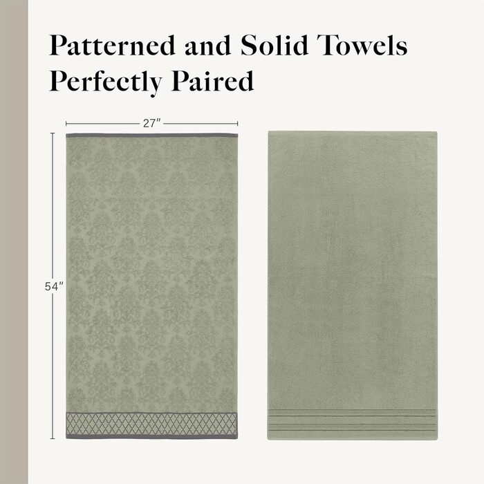 Набір рушників Pacific Coast Textilien Damast Jacquard з бордюром, 100% бавовна, сіро-зелені, 8 шт.