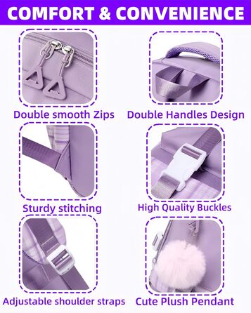 Стильний рюкзак для підліток та жінок: легкий, для ноутбука, на кожен день, у подорожі, для коледжу та роботи (фіолетовий)