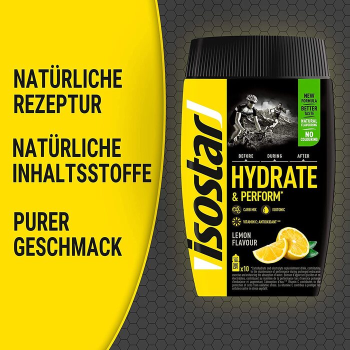 Isostar Hydrate & Perform - Lemon - 2x400g Powder | 2-Pack + Original 1000ml Drink Bottle