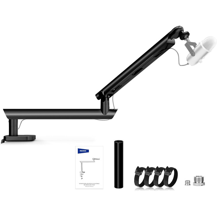 NEEWER Тримач для мікрофона MS007 – регульований кріплення на стіл з демпфером, 360° обертання, для подкастів, ігор, стрімінгу та дзвінків