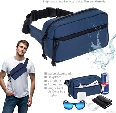 Сумка на пояс, бананка Wimmerl Elephant 12827, водонепроникна, унісекс, для чоловіків та жінок, з брелоком (синій)