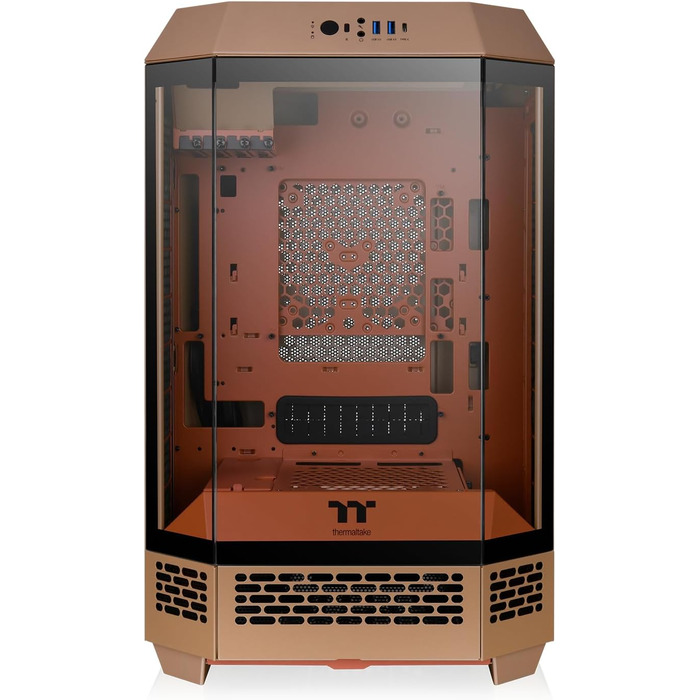 Thermaltake The Tower 300 Bumblebee: Корпус ПК Micro Tower (Micro-ATX/mini-ITX) з вертикальним дизайном, 3x Tempered Glass, 2x140mm PWM вентилятори, підтримка радіатора до 420mm