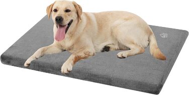 EMPSIGN Dog Bed for Large Dogs, Washable Dog Cushion, Waterproof Dog Bed XL 104x71x7.6cm, Dog Cushion Suitable for Cages, Dog Mat with Removable and Washable Cover for Large Dogs, Grey