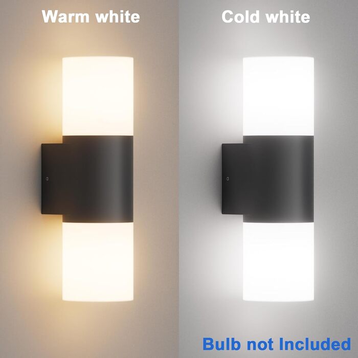 Klighten Wall Lights E27 Indoor/Outdoor 2-Light, Up and Down Outdoor Lamp Black, Outdoor Light Fixture, IP54 Outdoor Lamp, Aluminum Modern Outdoor Wall Light, Wall Lamp for Entrance, Terrace, without Bulb