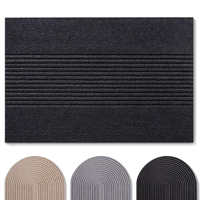 Килимок для дому Blumtal 40x60 см - антиковзаючий, для входу, з візерунком, з поліестеру, сірий