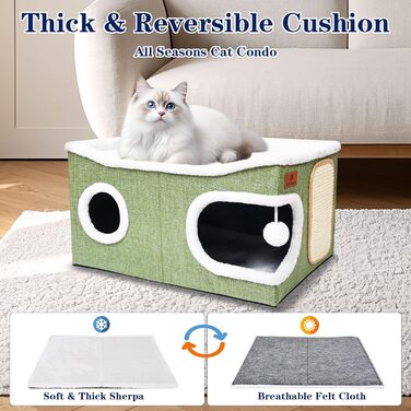 Кігтечка-будинок для котів з подушкою, зелена, 60x43x32 см | Katzenkondo