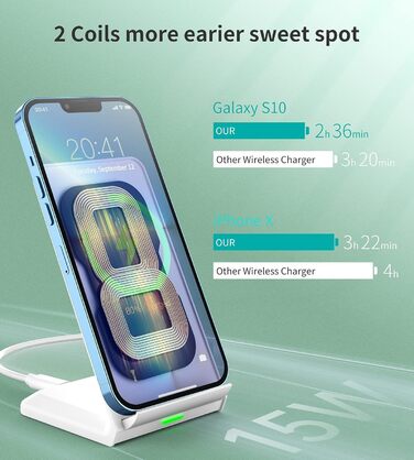 Бездротова зарядка з підставкою для смартфонів iPhone, Samsung, Google. Швидка індуктивна зарядка для телефонів.