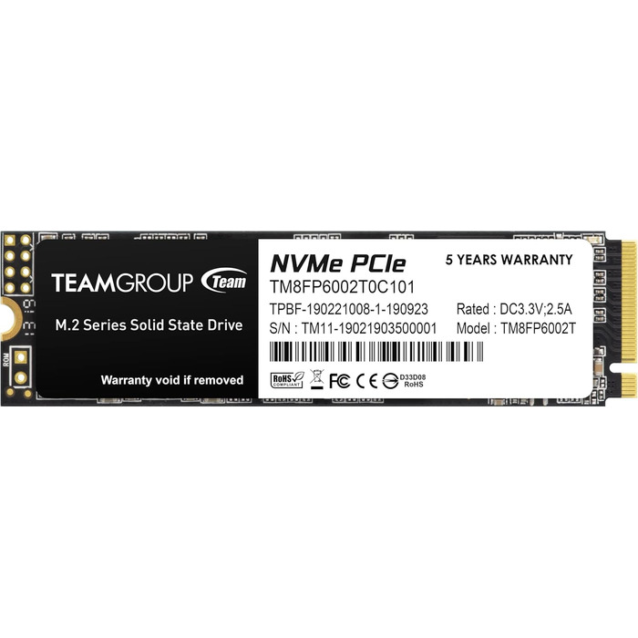 TEAMGROUP MP33 2TB NVMe SSD M.2 PCIe Gen3 X4 - 1800/1500 MB/s