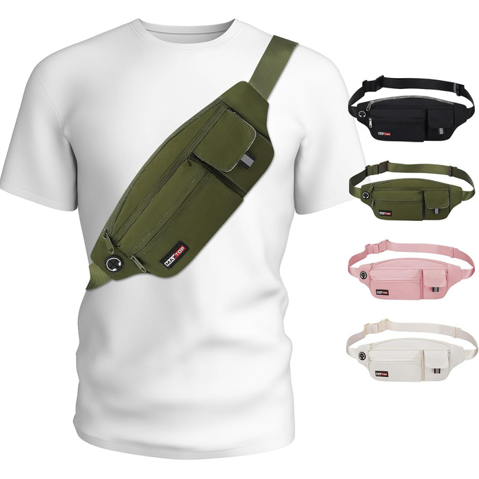 MAXTOP Поясна сумка через плече для чоловіків та жінок, спортивна, водонепроникна, для подорожей, фітнесу, йоги, бігу (Зелена)