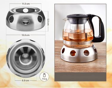 Скляна чайник T24 з ситечком, 1250 мл (без підставки)