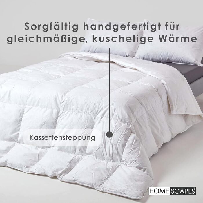 Homescapes Warm Winter Comforter, 230 cm x 220 cm, Down Comforter Heat Class 4-5 with 85% Goose Down and 15% Feathers, Down Comforter, Quilted Comforter Öko-Tex Certified 230 x 220 cm