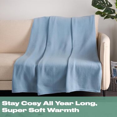 Плед DREAMSCENE з флісу, теплий, м'який, 120 x 150 см, блакитний