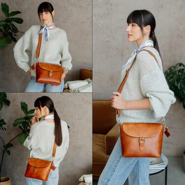 Сумка жіноча через плече Berliner Bags Catalina Vintage коричнева шкіра. Середня кросбоді сумка з магнітним закриттям