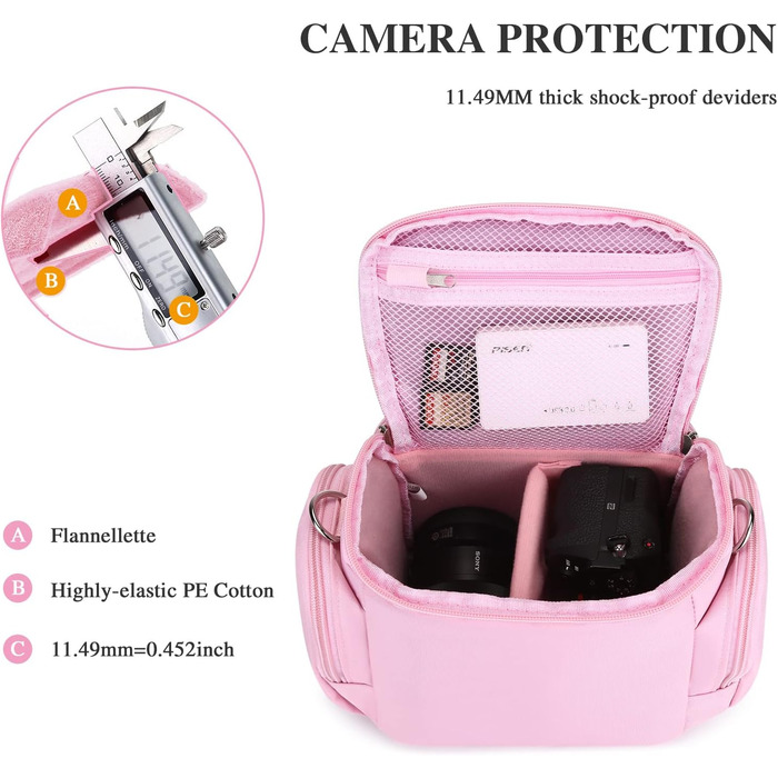 Сумка для камери Baigio: фотосумка для DSLR/SLR камер, об'єктивів та аксесуарів (рожева)