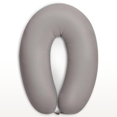 Подушка для вагітних та годування Sei Design XXL з муслінової обтяжки, ергономічна, для сну на боці, комфортна, 190x30 см, 100% органічна бавовна (джерсі сіро-сріблястий)