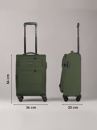 Набір валізак SMARTBOX 3 шт. для жінок та чоловіків | Легкі та стабільні валізи-ролики, якісний softcase, 4 колеса та кодовий замок | Розширювані | Колір: Slate-green, Розмір: S (56 см)