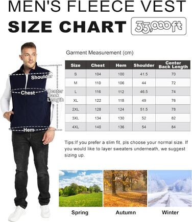 Чоловіча флісова жилетка 33,000ft з капюшоном та кишенями, темно-синій (M)