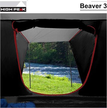 Намет кемпінговий High Peak Campingzelt 3 особи, водонепроникний 1500мм, купольний з тамбуром, іглу з захистом від негоди, для фестивалів з дном-ванною