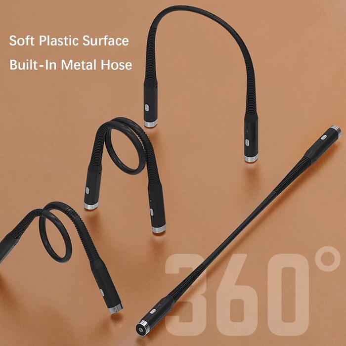 LED ліхтарик для читання на шию, 3 кольори, 9 рівнів яскравості, гнучкий, USB зарядка, рожевий