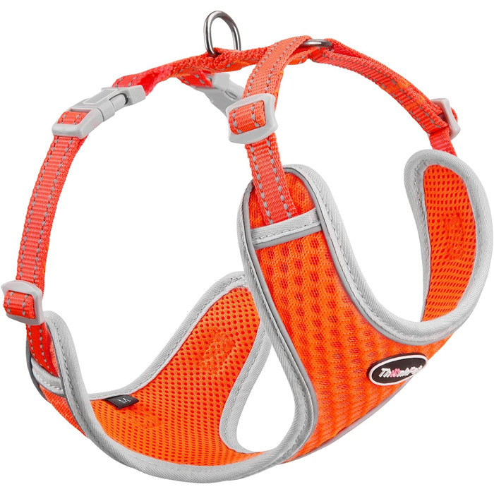 Шлейка для собак ThinkPet No-Pull, дихаюча, для малих, середніх та великих собак, регульована, м'яка, для прогулянок, з контролем, з підкладкою, світловідбиваюча (Помаранчевий, S, 1 шт.)