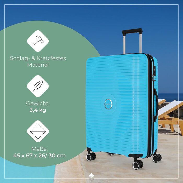 Чемодан Travelite ORBITA середній, розширюваний, 67 см, 68-78 літрів, 4 колеса, TSA-замок, тюрквіс