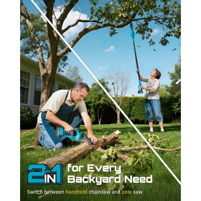 Акумуляторна міні-пила SEESII 6 дюймів (8000mAh) з автоматичною змащенням та запасним ланцюгом - для стрижки гілок та дерева