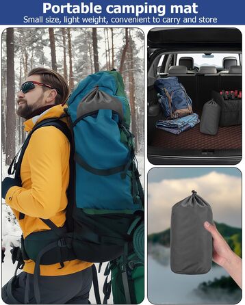 Tixexo Self-Inflating Sleeping Pad - Camping Air Mattress with Foot Pump - 13cm Thick, Spliceable, Outdoor Hiking & Camping Cushion - Grey