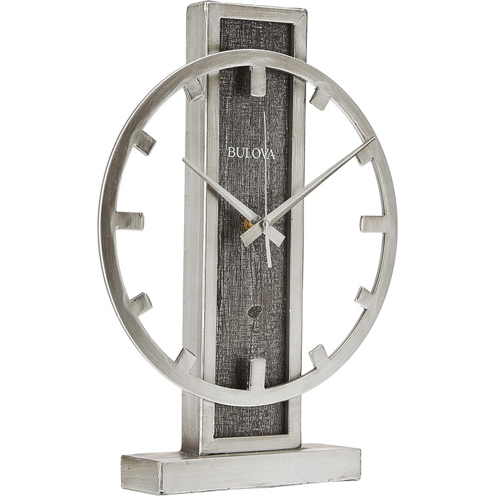 Bulova B1864 Silver Streak Desk Clock, Silver, Silver-Colored