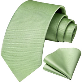 Краватка та нагрудна хустинка Enlision Solide - комплект для весілля, однотонні кольори (Salbeigrün)
