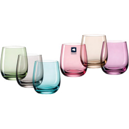 LEONARDO HOME Sora Drinking Glasses (Set of 6) • Colorful Water Glasses (360 ml) • 6 Colors • Dishwasher-Safe & Durable • Multicolored Glasses for Home, Restaurants & Parties • Juice Glass Sora • 047289