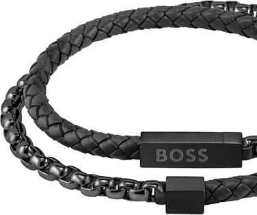 Браслет чоловічий BOSS BLENDED з нержавіючої сталі та шкіри - 1580150M